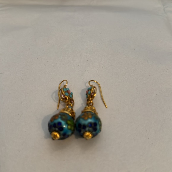 Vintage Barrera Gold Plated Turquoise Earrings - Picture 7 of 7